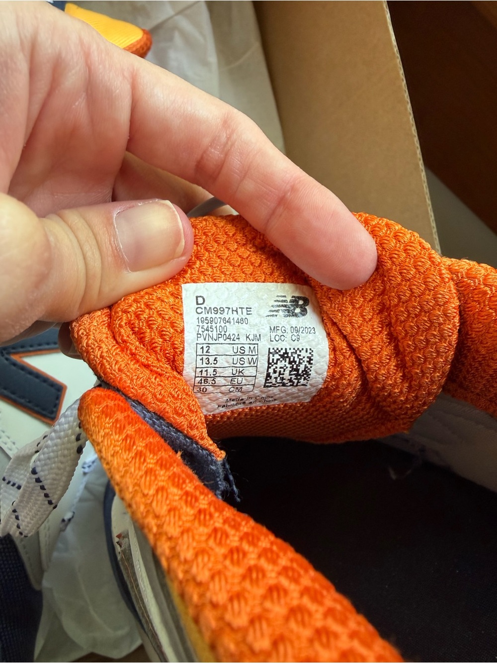 New Balance Men's 997H Moon Shadow and Vibrant Apricot Sneakers - Picture 7 of 7